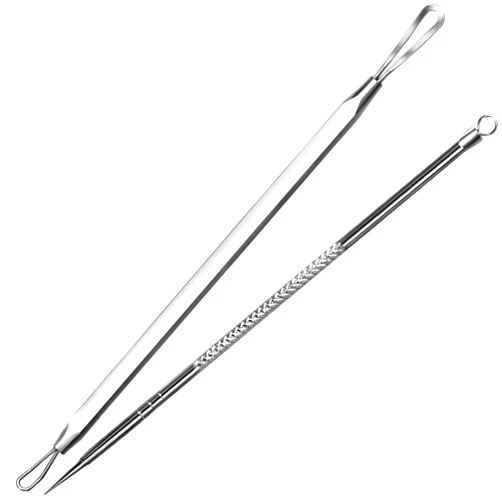 Teenitor Pimple Extractor Acne Treatment Tool Surgical Grade Blackhead Comedone Removal 2-in-1 Popper Tool for Face Nose Blackhead Extractor Tool Silver