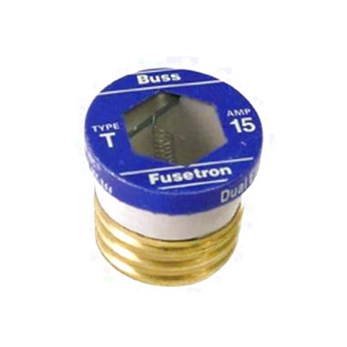 Bussmann BP/T-15 15 Amp Type T Time-Delay Dual-Element Edison Base Plug Fuse, 125V Ul Listed Carded,Pack of 2
