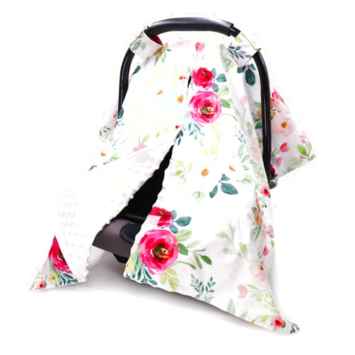 TANOFAR Car Seat Cover Baby, Carseat Covers Baby Boy Girl, Peekaboo Opening Infant Car Seat Cover for Winter, Warm & Cozy, Watercolor Floral