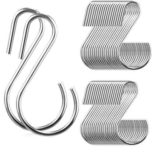 Clip Strip 100 Pack - S Hooks for Hanging Displays in Retail, S Shaped, OPEN ENDED VERSION, and can assist at home Hanging Jewelry, Kitchenware, Keys, SH-50 Corp
