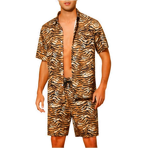 Lars Amadeus Animal Hawaiian Set for Men's Short Sleeves 2 Pieces Summer Outfit