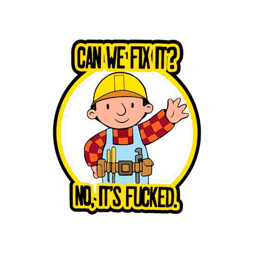 HTLiem Can We Fix It? No, It's Fucked The Builder Sticker, Funny Meme Hard Hat Work Sticker For Men Women Decal, Stickers Vinyl Tool Box American Patriotic Helmet Stickers, Co-Workers ( 3 Inch )