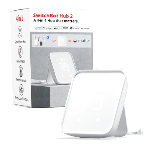 SwitchBot Hub 2 (2nd Gen), work as a WiFi Thermometer Hygrometer, IR Remote Control, Smart Remote and Light Sensor, Link SwitchBot to Wi-Fi (Support 2.4GHz), Compatible with Alexa&Google Assistant