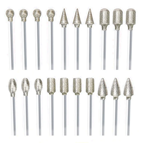 SZYUNQ Stone Carving Set Polishing Diamond Burrs, Rotary Tools Accessories Grinding Burrs with 1/8 inch Shank For Carving, Engraving, Grinding, Polishing Stone, Glass, Jewelry, Ceramics, Rock