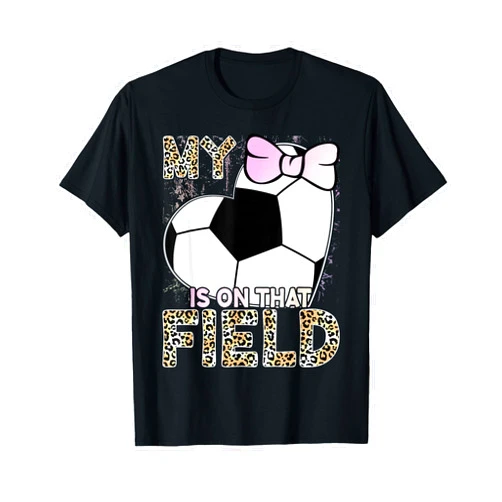 Soccer Lover Gift Co. Leopard My Heart Is On That Field Soccer Love Game Day Vibes T-Shirt