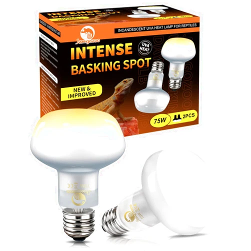 JamgoZoo Reptiles UVA Intense Basking Spot Light Bulbs, 75W Incandescent Heat Lamp for Bearded Dragon, Turtle, Lizard, Chicken Brooder