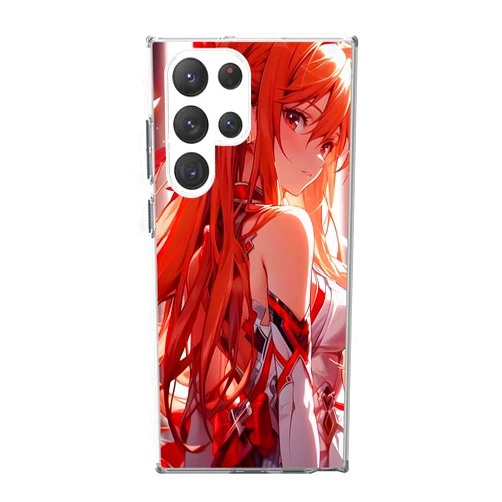 NIKKHO Phone Case for Samsung Galaxy S23 Ultra Anime Sword Yuuki Asuna Color(03) Soft Clear TPU Rubber Transparent Shockproof Ultra-Thin Full-Body Crystal Protective Case Cover