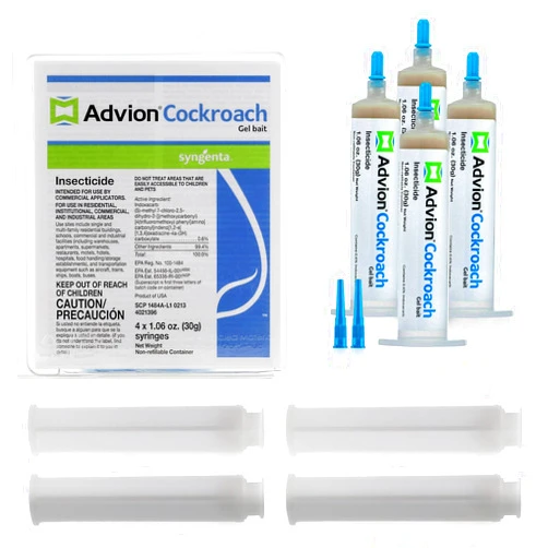 Advion Cockroach Gel Bait, 4 Tubes x 30-Grams, 4 Plunger and 4 Tips, German Roach Insect Pest Control, Indoor and Outdoor Use, Roach Killer Gel for American, German and Other Major Cockroach Species