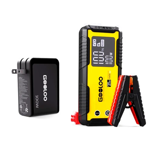 GOOLOO Portable Car Jump Starter 3000A 100W Two-Way Fast Charging SuperSafe GT3000 & Gooloo 100W USB C Charger Block