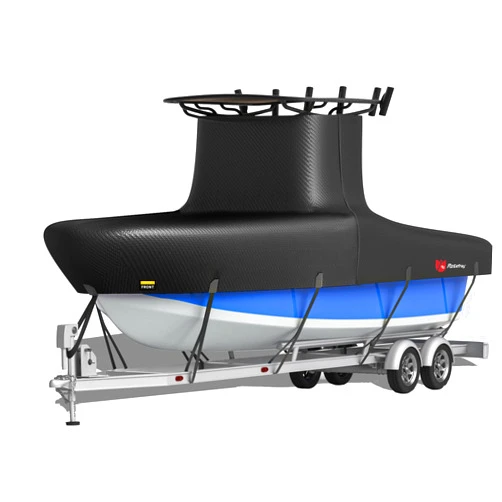 Rosefray T-Top Boat Cover 1200D Waterproof Heavy Duty Tear-Resistant Polyester with Motor Cover for Center Console Boat with T TOP Roof, 22'-24' Long Beam Width up to 116