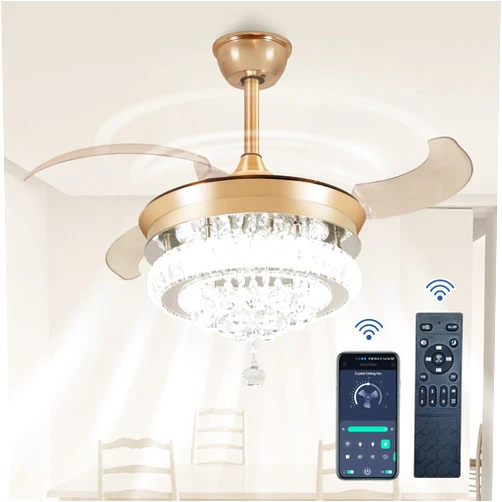 BvenuBigLite Dimmable Crystal Ceiling Fan: 36