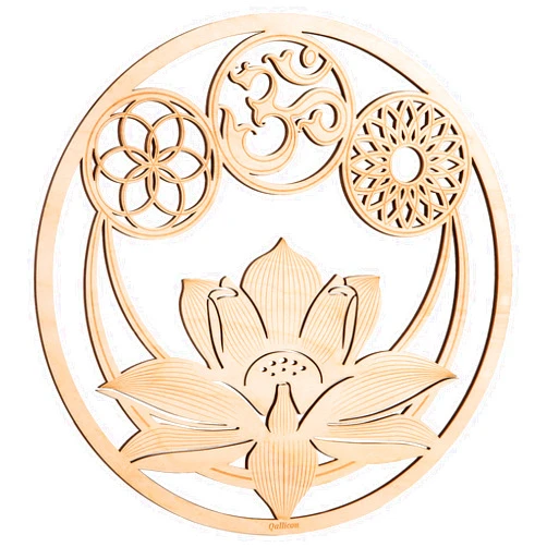 Qallicon 11.5'' Sacred Lotus Wall Decor Sacred Geometry Wall Art, Crystal Grid Chakra Wooden Wall Art Yoga Wall Art Decor Meditation Altar Decor Zen Wall Decor Spiritual Gifts