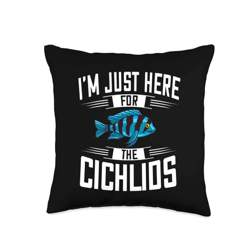 Cichlid Fish Tank Keeper Gifts Cichlid Fish Tank Gift Electric Yellow Aquarium Throw Pillow, 16x16, Multicolor