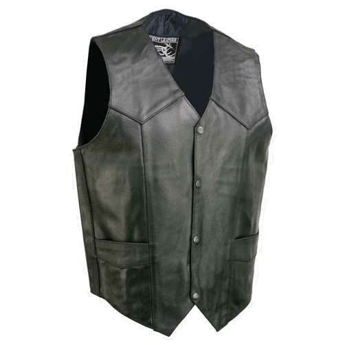 EVENT LEATHER EL5310 Black Motorcycle Leather Vest for Men - Riding Club Adult Motorcycle Vests