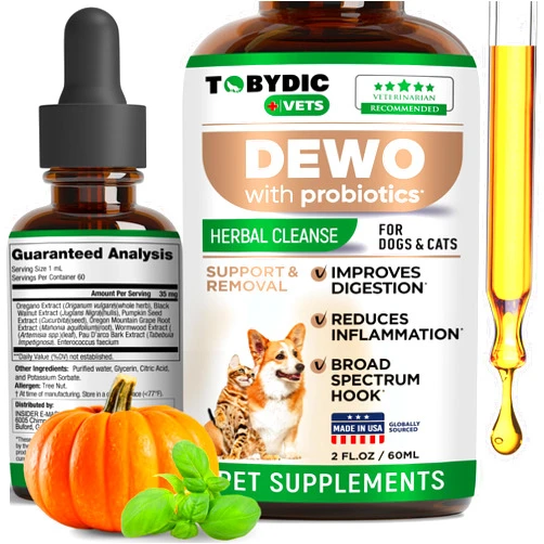 Tobydic Broad Spectrum Herbal Intestinal Defense with Probiotic for Cats & Dogs - Natural Support Helps to Remove Toxins - Supplement Drops - Made in USA