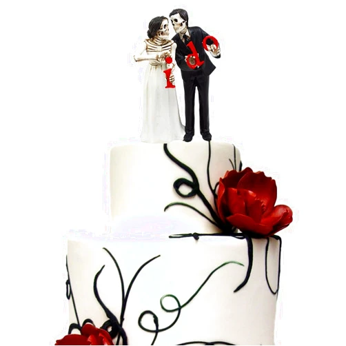 Ebros Gift Ebros Day Of The Dead Wedding Skeleton Bride & Groom Holding I Do Sign Figurine Cake Topper 6