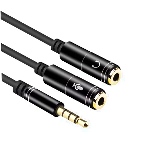 EasyULT Headphone Mic Splitters Adapter, 3.5mm Male to 2 Ports 3.5mm Female Mic Headphone Cable Audio Microphone Splitter Headset for Apple, Samsung, Tablets, Etc.