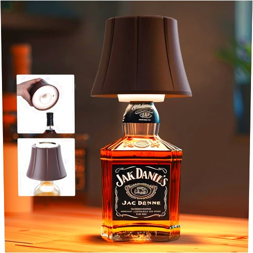 WILIT Wireless Bottle Lamp for Liquor Bottles, 3-Level Brightness Cordless Lamp Shades for Table Lamps, Battery Operated Lamp for Bedroom, Bar Decor, Living Room, Cute Desk Lamp for Women Gifts