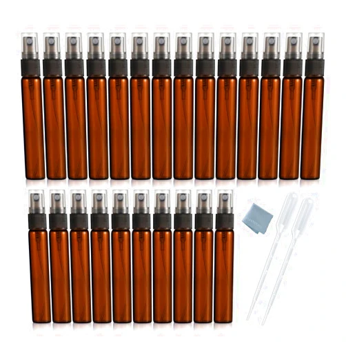 Elfenstall- 25 Pack Set 10ML Protable Refill Bulk Atomizer Spray Travel Perfume Bottle Hydrating Empty Bottle (Amber)