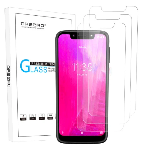 Orzero (3 Pack) Compatible for T-Mobile Revvlry Tempered Glass Screen Protector, 9 Hardness HD Anti-Scratch Bubble Free