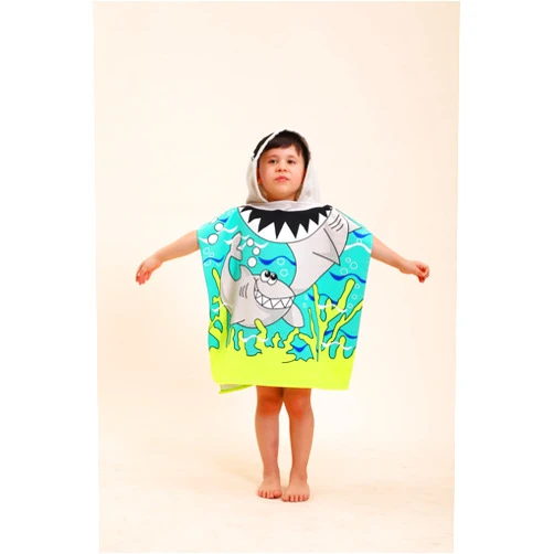 TEHALK Shark Hooded Towels for Kids, Poncho Beach Towels for Kids, Kids Beach Towels for Boys/Girls, Swimming Towels/Towel Robes/Wearable Towels/Pool Towels for Kids 2-10, Hooded Beach Towels for Toddler