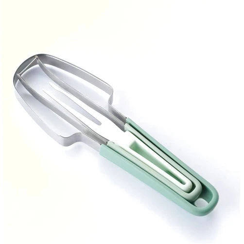 DDcabo Three in one watermelon fork slicer, 2024 new stainless steel watermelon cutting machine, summer watermelon cutting tool fork slicer set, suitable for kitchens, camping, and picnics (green)