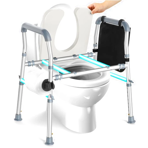 A AKRAF Raised Toilet Seat with Handles, Toilet Seat Risers for Seniors with Adjustable Height & Width, Handicap Elevated Toilet Seat for Elderly, Pregnant, Fit Any Toilet (500lb Enhanced Version)