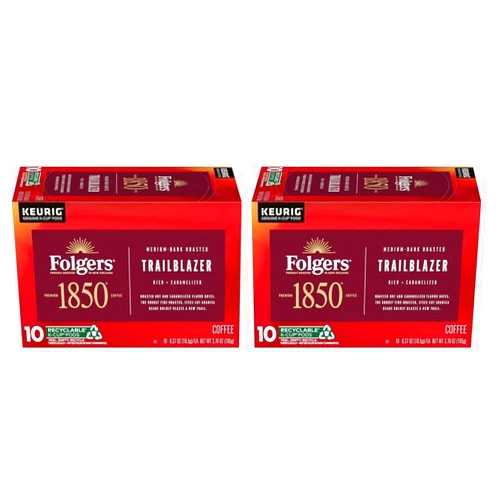 Folgers 1850 Trailblazer Medium-Dark Roast Coffee, 60 Keurig K-Cup Pods (Pack of 2)