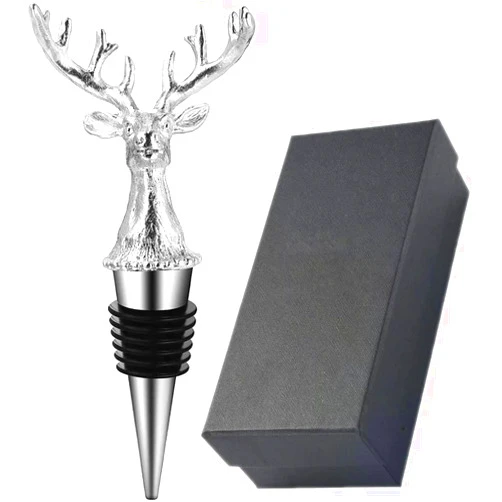 FAFAXOXO Deer Wine Stopper, Food-grade Stainless Steel Wine Stopper and Gift Box, Reusable wine Drink Stopper, Gift for Wine Lovers