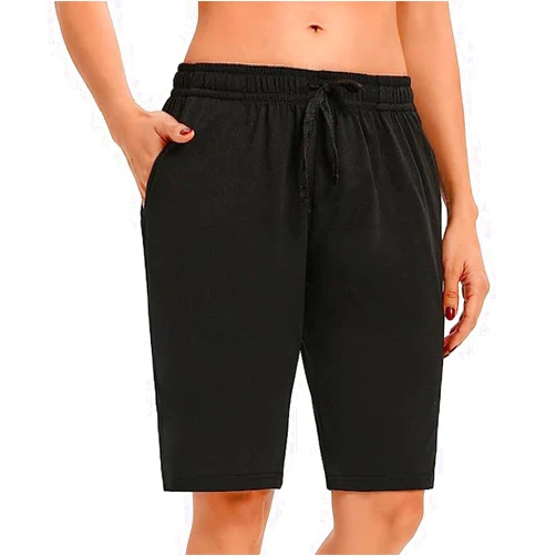 Generic Running Shorts with Spandex Women 2024 Comfy High Waisted Workout Shorts with Pockets Knee Length Wide Leg Shorts