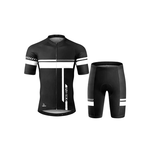 INBIKE Men Cycling Jersey Set Short Sleeve Breathable Bike Shirt with Padded Shorts Bib Shorts