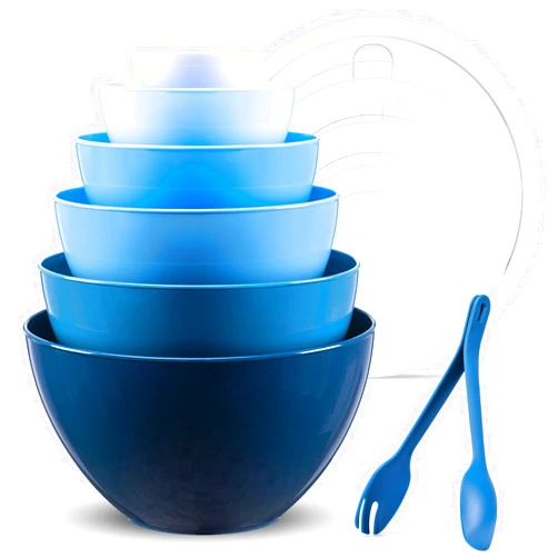 LUXEAR Mixing Bowls with Lids Set, 14 Pieces Plastic Nesting Bowls Includes 6 Prep Bowls, 6 Lids, 2 Cooking Spoons(Can Convert into Tongs), Microwave Dishwasher Safe for Mixing Serving Baking Storing