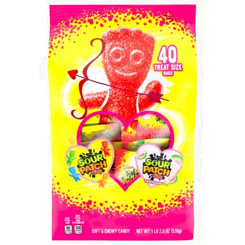 SOUR PATCH KIDS Original & Watermelon Valentine Candy Variety Pack, (40 Snack Packs) (1 Bag)