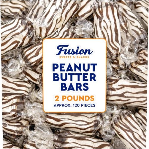 Fusion Sweets And Snacks Peanut Butter Bars Candy - 2 Pounds (Approx 120 Pieces), Peanut Butter Candy Bars In Bulk Bag, Individually Wrapped Old Fashioned Treats