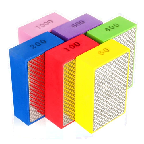 ZORUNNA 6 Pack Diamond Hand Polishing Pads, Diamond Sanding Pads with Foam Backing 60/100/200/400/600/1000 Grit, Sanding Block for Glass Wood Ceramic Marble Metal Tile Tools.