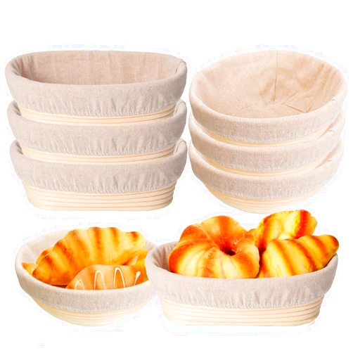 Geetery 6 Pack Bread Banneton Proofing Baskets 10 Inch Oval and 9 Inch Round Rattan Sourdough Baskets Dough Proofing Bowls with Liners and Dough Scraper for Home Sourdough Bread Baking Supplies