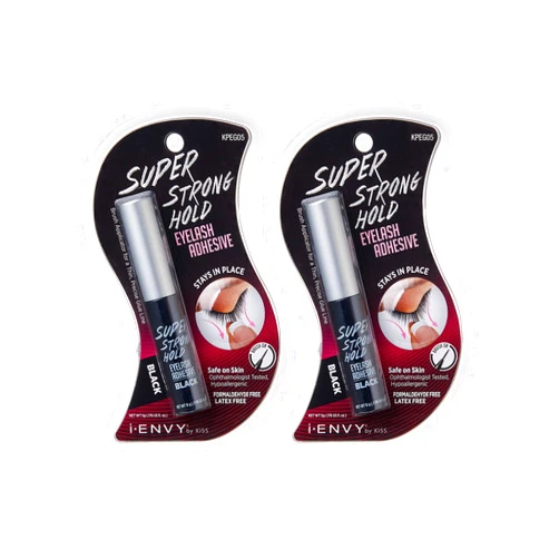 KISS iENVY by KISS Super Strong Hold Eyelash Adhesive Black KPEG05 (2Pack) Brush On Latex Free