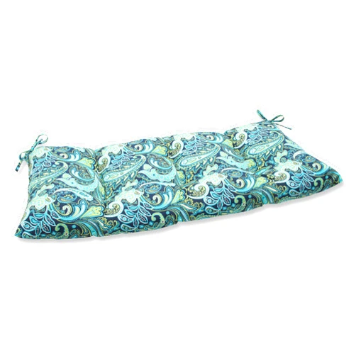Pillow Perfect Paisley Indoor/Outdoor Sofa Setee Swing Cushion with Ties, Weather, and Fade Resistant, 18.5