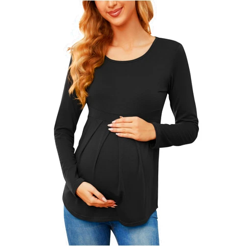 Escaco Women Maternity Shirts Short Pregnancy Tops