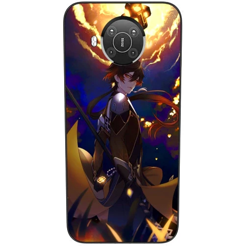 YAOFUU Compatible with Nokia X20 Genshin with A Impact with Zhongli 441 Design Case Rubber TPU Ultra Slim Shockproof Phone Case Black