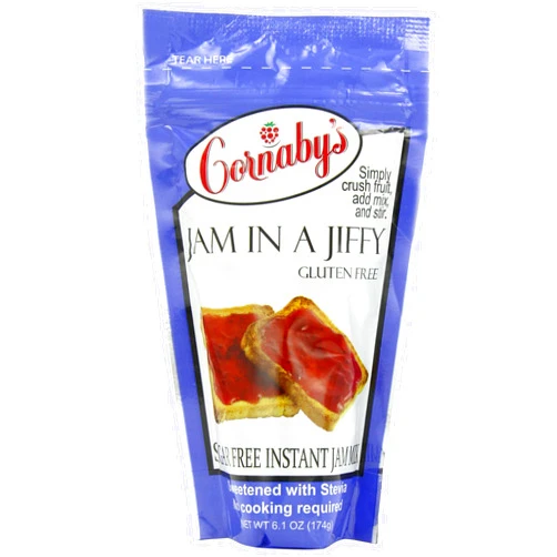 Cornaby's Jam in a Jiffy Instant Fresh or Freezer, No Cook, Sugar Free Jam Mix, Pack of 1 | Make Sugar Free, Low Calorie Homemade Jam | Net Wt. 6.1oz