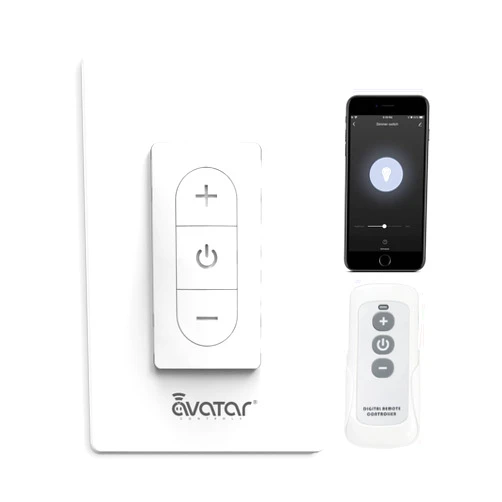 Avatar Controls Smart Dimmer Switch with Remote Control, Avatar Controls Wi-Fi Light Switch Compatible with Alexa Google Home Assistant, in Wall, No Hub Required, Single Pole, Neutral Wire Needed