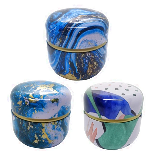 GMXZX 3-Pack Empty Tea Tin Can Candle Containers Loose Tea Tin Box With Lid Sealed Jar Scented Tea Storage Metal Coffee Candy Cans Gift Storage Jewelry Boxes Round Can (3-Pack Vast Universe)