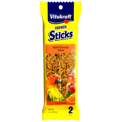 Vitakraft Crunch Sticks Apple & Orange Flavor Bird Treat for Conures (2 Sticks), 3.5 oz