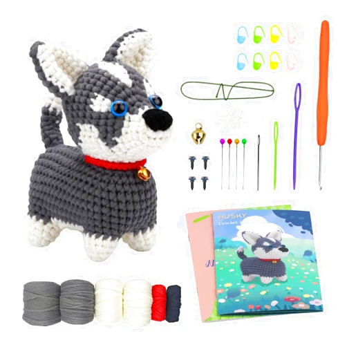 Ovatt Husky Crochet kit for Beginners, Crochet Starter Kit for Adults with Step-by-Step Video Tutorials and Instructions