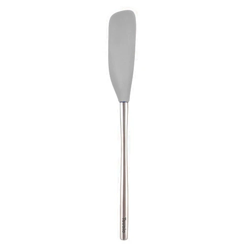 Tovolo Flex-Core Long Jar Scraper Spatula Stainless Steel Handle, Heat-Resistant Silicone Head With Curved Front for Scooping & Scraping, Dishwasher-Safe & BPA-Free, Oyster Gray