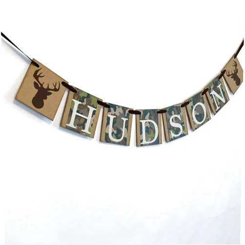 Generic Lil Buck 1st Birthday decorations - Buck Baby shower decor - Oh Deer birthday Banner - Hunting birthday decorations - Hunting Camp banner, green