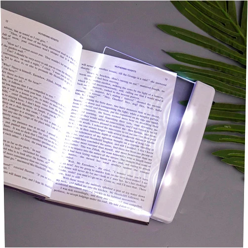 Juesi Flat Book Light for Reading in Bed at Night Clear LED Book Full Page Light Illuminator Panel Plate Lamp Board Wireless (White)