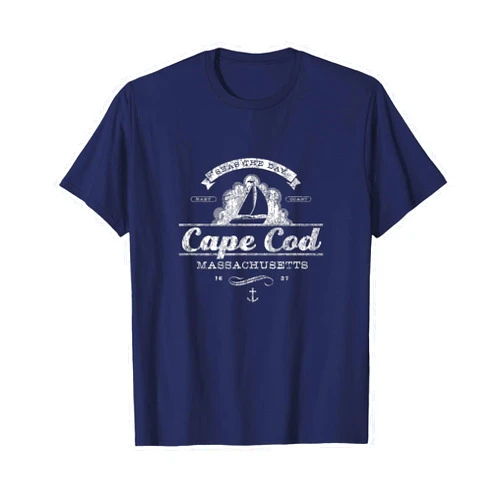 Massachusetts Sailing T-Shirts & Retro Tees Cape Cod MA Sailboat T-Shirt Vintage Nautical Throwback Tee T-Shirt