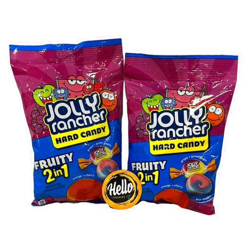 Happy Spade Jolly Rancher Hard Candy Fruity 2 in 1 Assorted Fruit Flavors (2 Bags 6.5 oz Each Bag) Includes Hello Sunshine Customized Magnet!